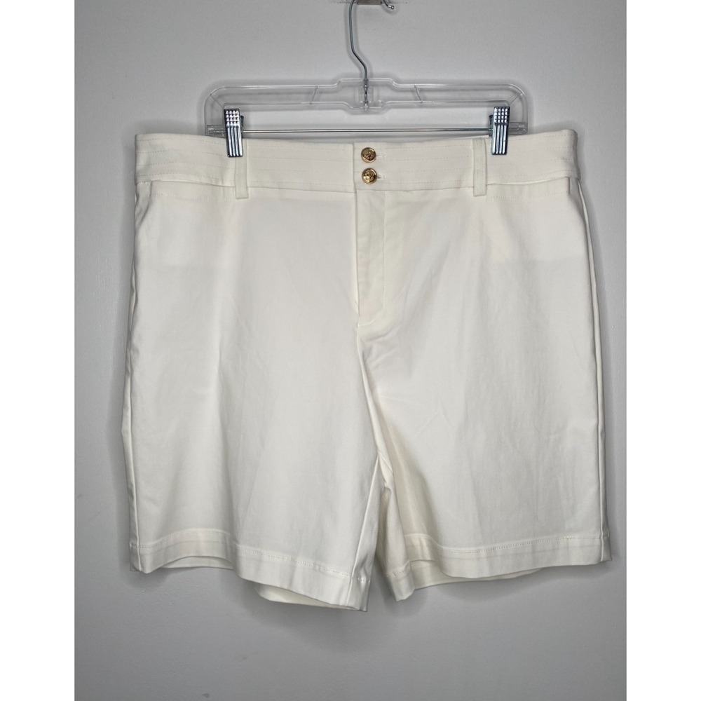 NWT Chico’s White Straight-Leg Shorts with Gold Button Detail Size 3 (16)